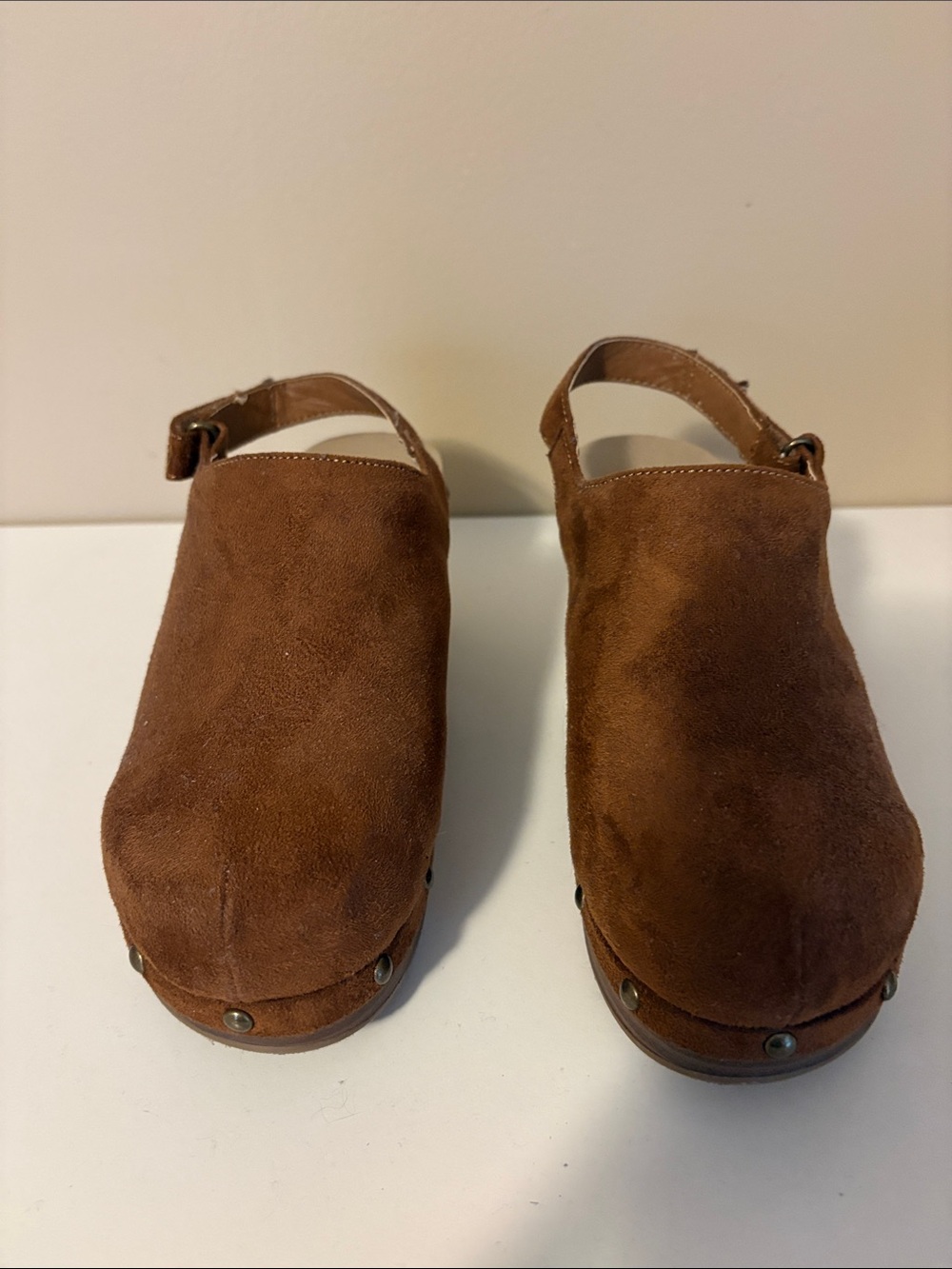Jellypops Women’s Brown Suede Wedge Slingback Clogs